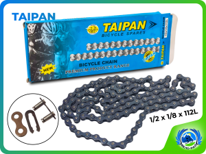 Цепь велосипедная TAIPAN 1-ск. с замком 1/2"×1/8" 112 зв. (углеродистая сталь, улучшенная) Индия