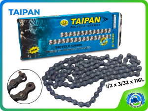 Цепь велосипедная TAIPAN 6/7-ск. (пин) 1/2"×3/32" 116 зв. (углеродистая сталь, ГОСТ 30442-97) Индия