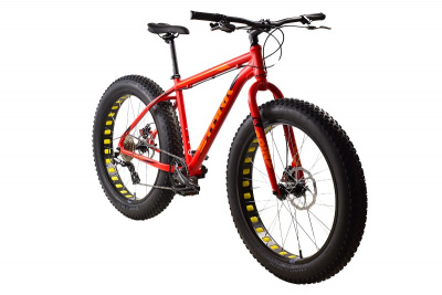26" Велосипед STARK '24 Fat 26.3D 8-speed, рама AL-20" (красный / оранжевый) Россия