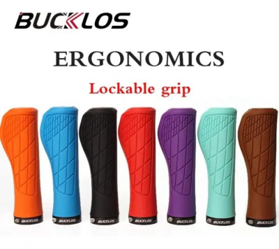 Грипсы (ручки) руля BUCKLOS эргоном. MTB нескольз. резина, L-130мм., с замком типо Lock on (чёрные)