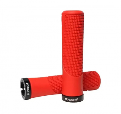 Грипсы (ручки) руля BUCKLOS MTB нескользящая резина, L-130мм., с замком типо Lock on (красный)