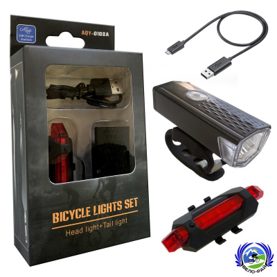 Комплект фар с USB зарядкой. Модель: AQY-0108A (300 Lumens)