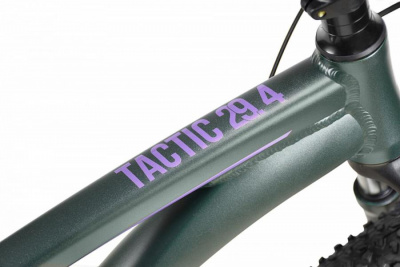 29" Велосипед STARK '23 Tactic 29.4 HD 9-speed, AL рама 20" (чёрно-зелёный/ сиреневый металлик)