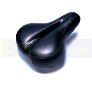 Седло велосипеда Black Prince модель: №363, рельефное с отверстием, эластомерные пружины, чёрное