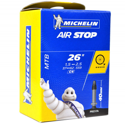 Камера 26"х1,5/ 2,5 (37/62х559) Michelin C4 AIR STOP ниппель: f/v-40мм. (presta)