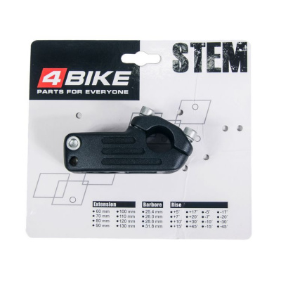 Вынос руля 4BIKE, алюминиевый, MX-628, (L:48 ø:22.2мм, FORKS CLAMP:28.6мм), чёрный