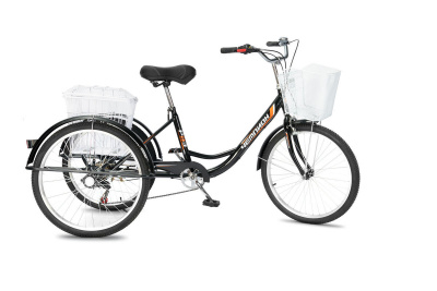 24" Трёхколёсный велосипед РВЗ Чемпион RVZ-H-02-1 складной, 6 speed (чёрный)