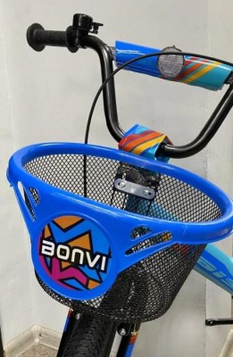 Корзина передняя BONVI детская с креплением (модель: 041-2) чёрно-синяя.