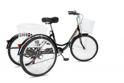 24" Трёхколёсный велосипед РВЗ Чемпион RVZ-H-02-1 складной, 6 speed (чёрный)