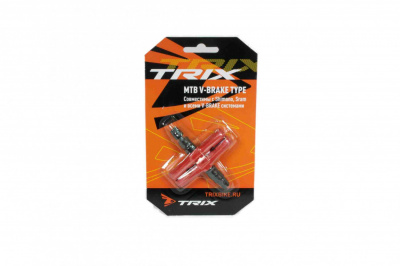 Колодки тормозные TRIX для V-brake, L-70мм., резьбовые, красные
