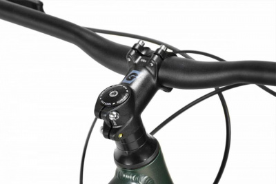 29" Велосипед STARK '23 Tactic 29.4 HD 9-speed, AL рама 20" (чёрно-зелёный/ сиреневый металлик)