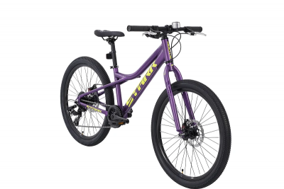 24" Велосипед STARK Slash 24.1D '25, 8-speed, рама AL-12,7" (фиолетовый матовый / кислотно жёлтый)