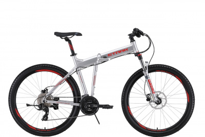 27,5" Велосипед STARK '24 Cobra 27.2HD 24-speed, рама AL-20" (хром/ярко-красный) Россия