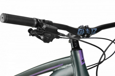 29" Велосипед STARK '23 Tactic 29.4 HD 9-speed, AL рама 20" (чёрно-зелёный/ сиреневый металлик)