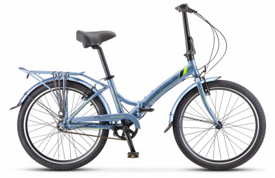 24" Велосипед Stels Pilot-770 3-speed (планетарка) складной, AL рама 14" (серый/ зелёный)