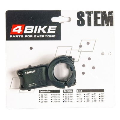 Вынос руля 4BIKE TDS-D623, L:50, R:0°, D:31.8мм, алюминиевый, чёрный