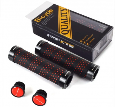 Грипсы (ручки) руля FMFXTR MTB нескользящие, L-130мм., с замком типо Lock on (чёрный/ красный)