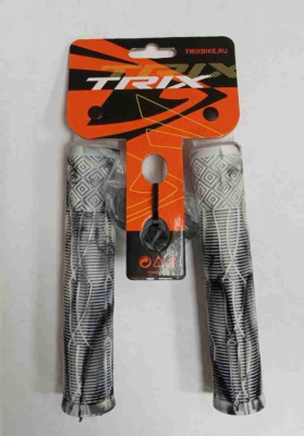 Грипсы (ручки) руля TRIX резиновые для BMX, L-166мм., противоскользящие (черный-белый)