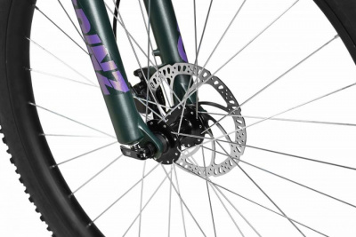 29" Велосипед STARK '23 Tactic 29.4 HD 9-speed, AL рама 20" (чёрно-зелёный/ сиреневый металлик)