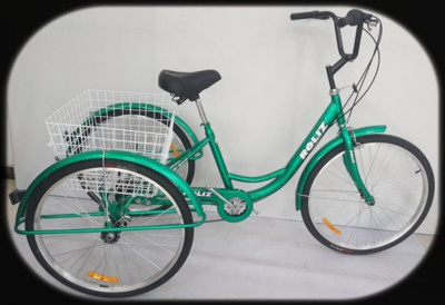 26" Трёхколёсный велосипед ROLIZ 26-607, 7 speed (зелёный)