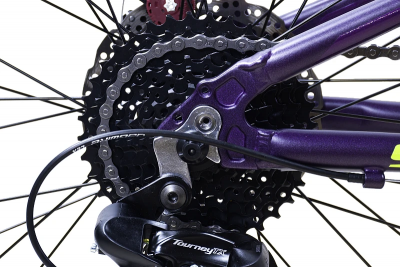 24" Велосипед STARK Slash 24.1D '25, 8-speed, рама AL-12,7" (фиолетовый матовый / кислотно жёлтый)