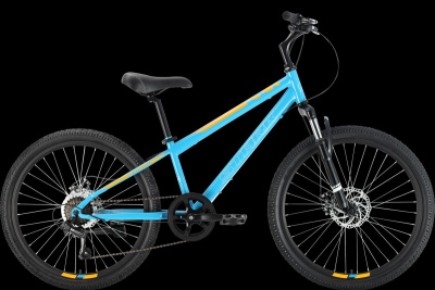24" Велосипед STARK '23 Respect .1D, Steel рама-12" (голубой / желтый / белый)