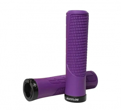 Грипсы (ручки) руля BUCKLOS MTB нескользящая резина, L-130мм., с замком типо Lock on (сиреневый)